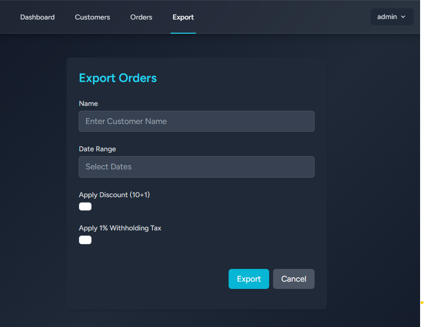 iWRS order management interface